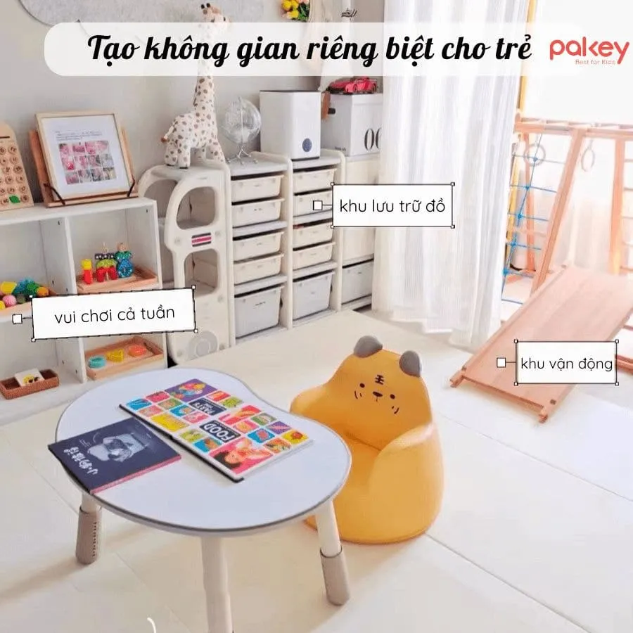 Ghế sofa tạo không gian riêng biệt cho trẻ, nơi các bé có thể đọc sách, vẽ tranh hoặc thư giãn thoải mái