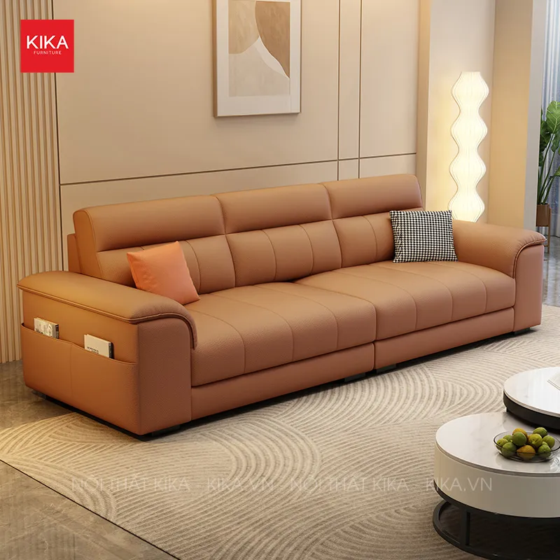 Ghế sofa văng bọc da bò Ý chân bệt nhiều màu