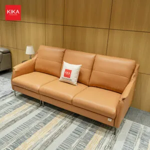 Ghế sofa văng màu nâu bọc da Microfiber chống xước cao cấp