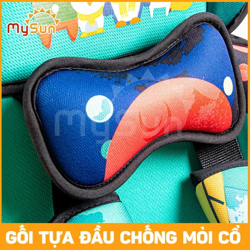 Ghế ngồi xe oto cho bé có gối đỡ cổ cao cấp, bảo vệ an toàn tối đa