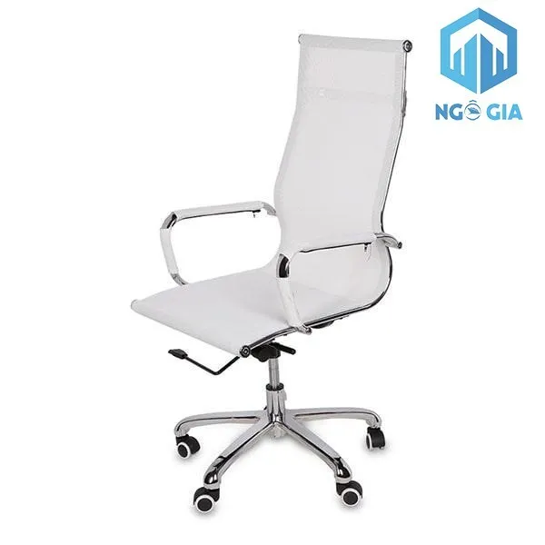 Ghế xoay màu trắng chất liệu lưới toàn bộ