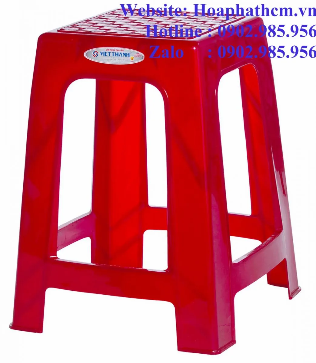 Ghế nhựa học sinh màu đỏ và xanh dương, thiết kế dựa lưng cao