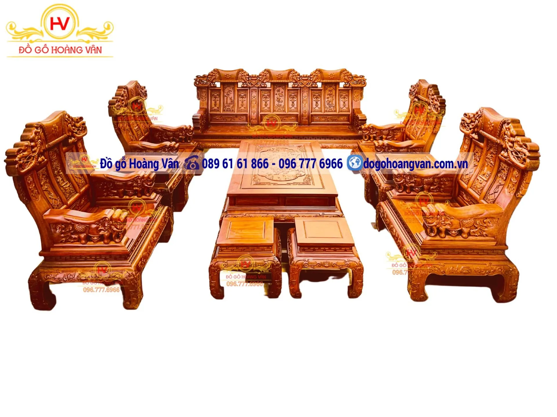 Mẫu bàn ghế gỗ hương Đồng Kỵ 10 món chạm khắc tinh xảo