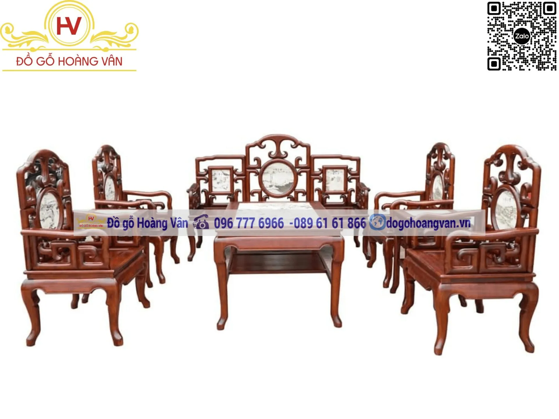 Bộ bàn ghế móc mỏ gỗ hương Đồng Kỵ cổ điển