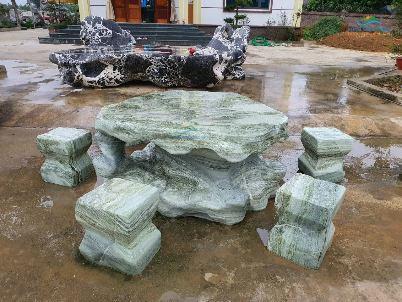 Bộ bàn ghế đá cẩm thạch xanh ngọc
