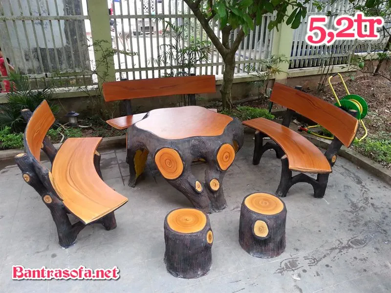 bộ bàn ghế đá giả gỗ giá rẻ