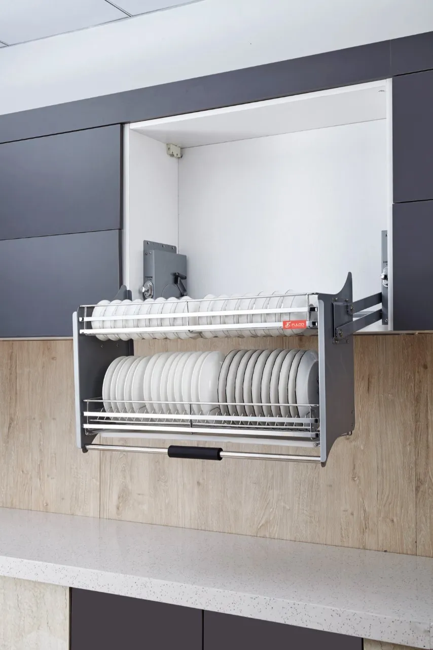 Giá nâng hạ chén dĩa tủ bếp trên