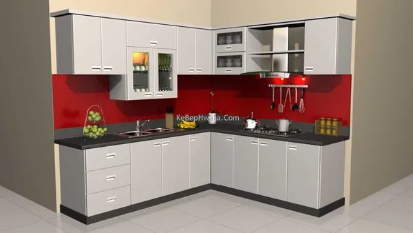 Tủ bếp inox kết hợp cánh Acrylic