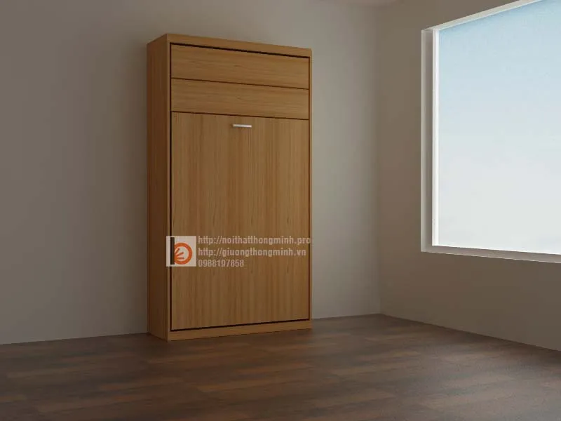 Giường gấp gọn lại như chiếc tủ đứng tiết kiệm tối đa không gian