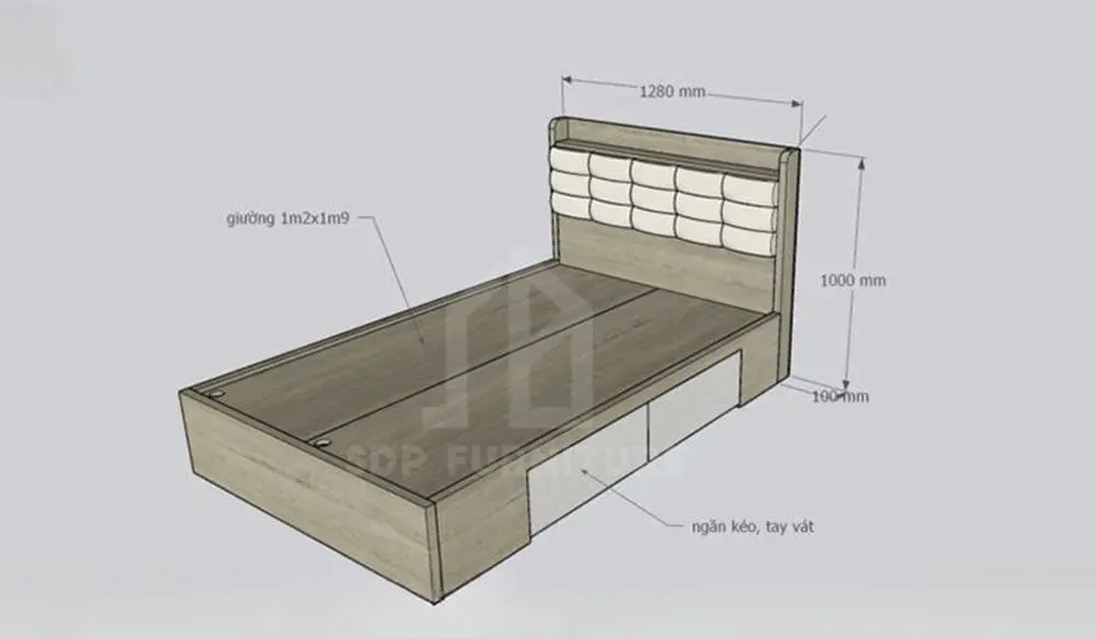 Giường đơn 1m2 gỗ công nghiệp tối ưu hóa không gian phòng ngủ nhỏ