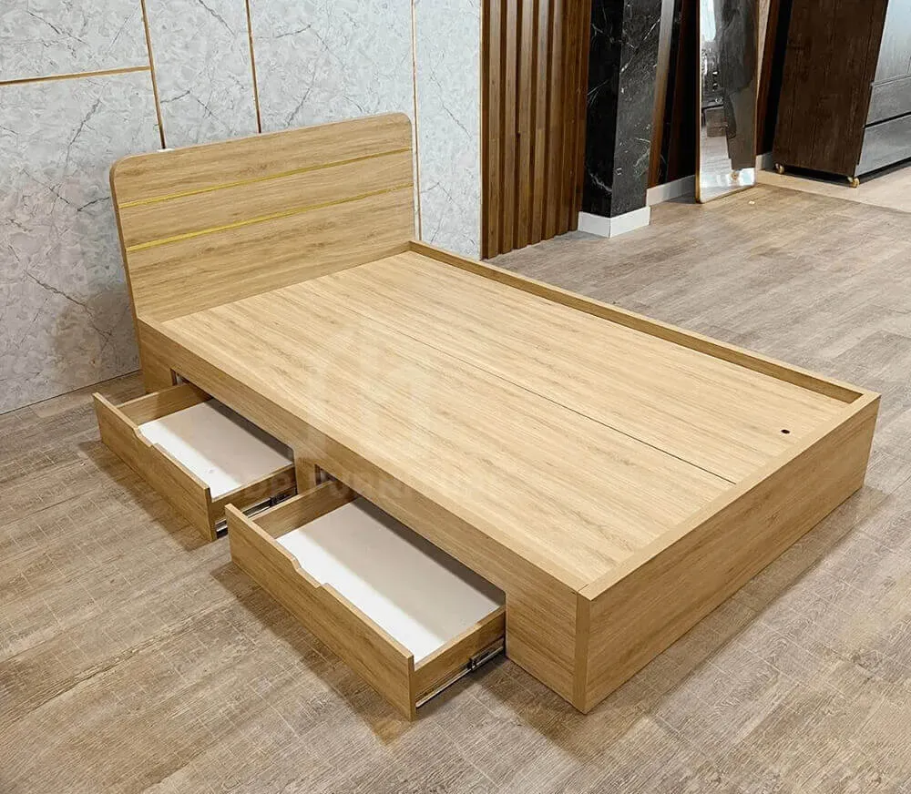 Giường gỗ 1.2 m giá rẻ hiện đại với thiết kế hộp