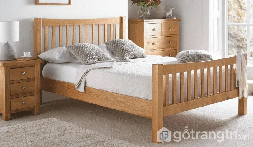 giường gỗ 4 chân cao