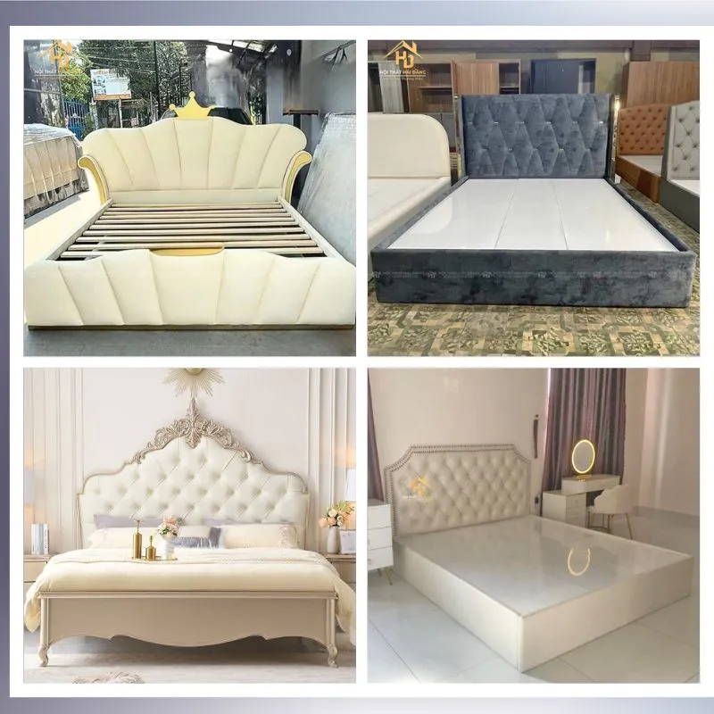 Giường gỗ công nghiệp tân cổ điển