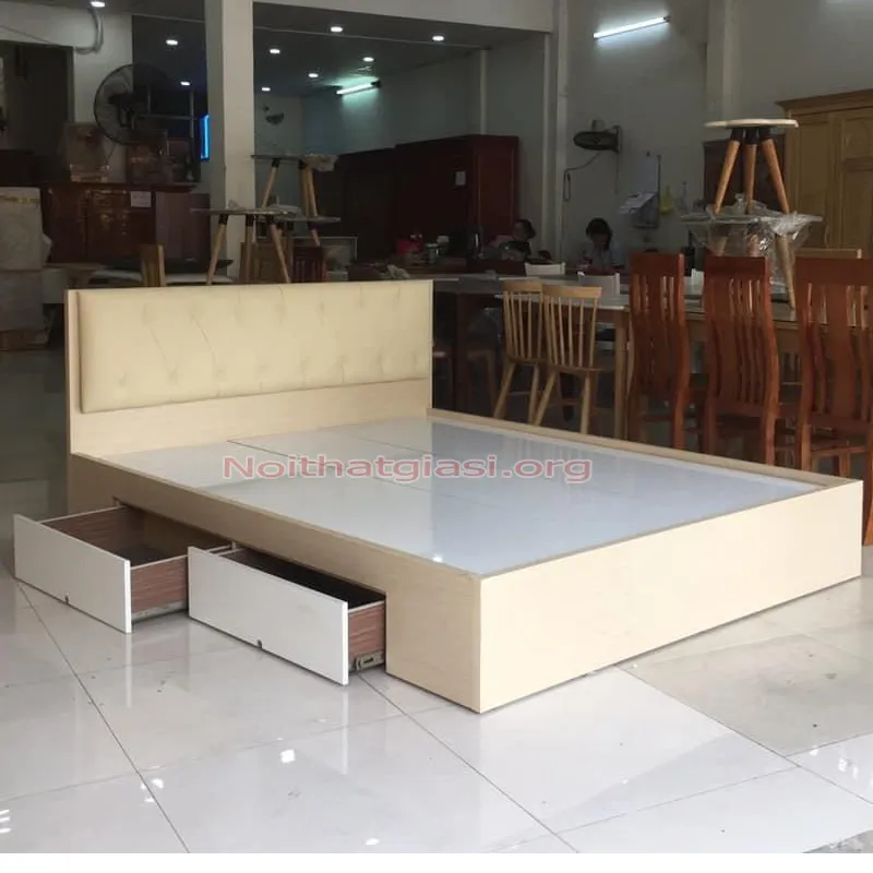Giường Ngủ 1M8 Bọc Nệm Có Ngăn Kéo