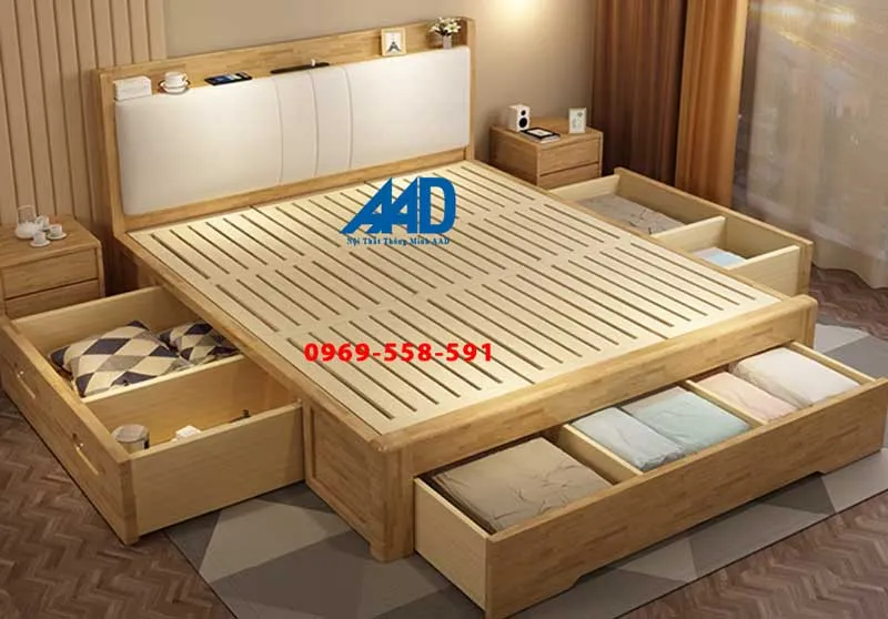 Giường hộp có ngăn kéo đa năng giúp tối ưu hóa không gian phòng ngủ