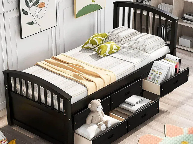 Giường đơn có ngăn kéo tối ưu lưu trữ