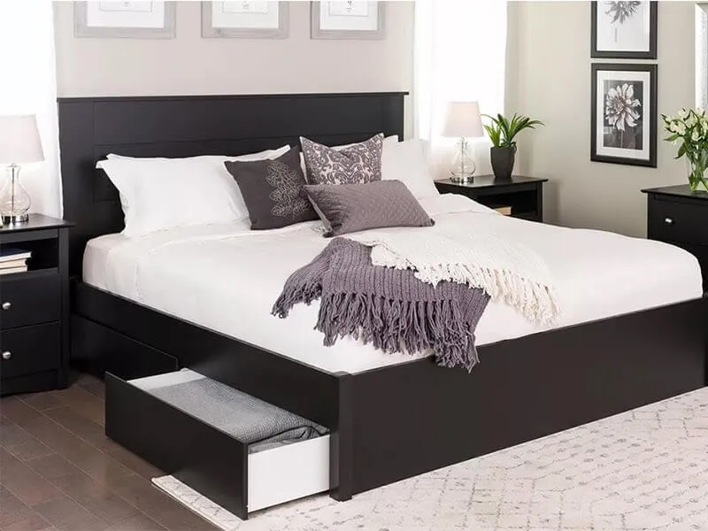 giường ngủ gỗ công nghiệp màu đen bí ẩn