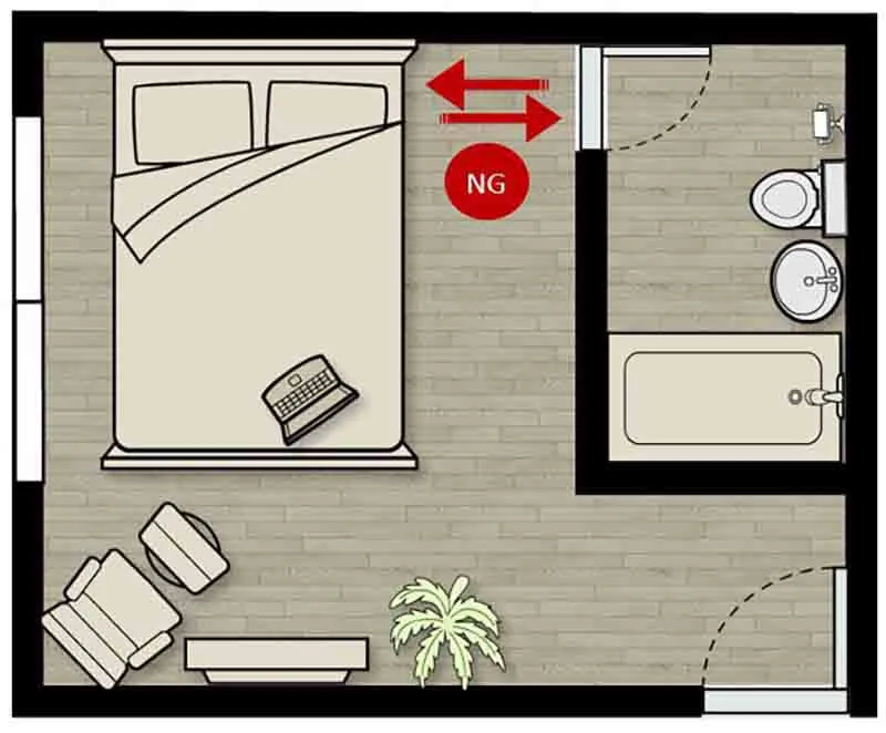 Giường ngủ không được đặt đối diện cửa phòng nhà vệ sinh