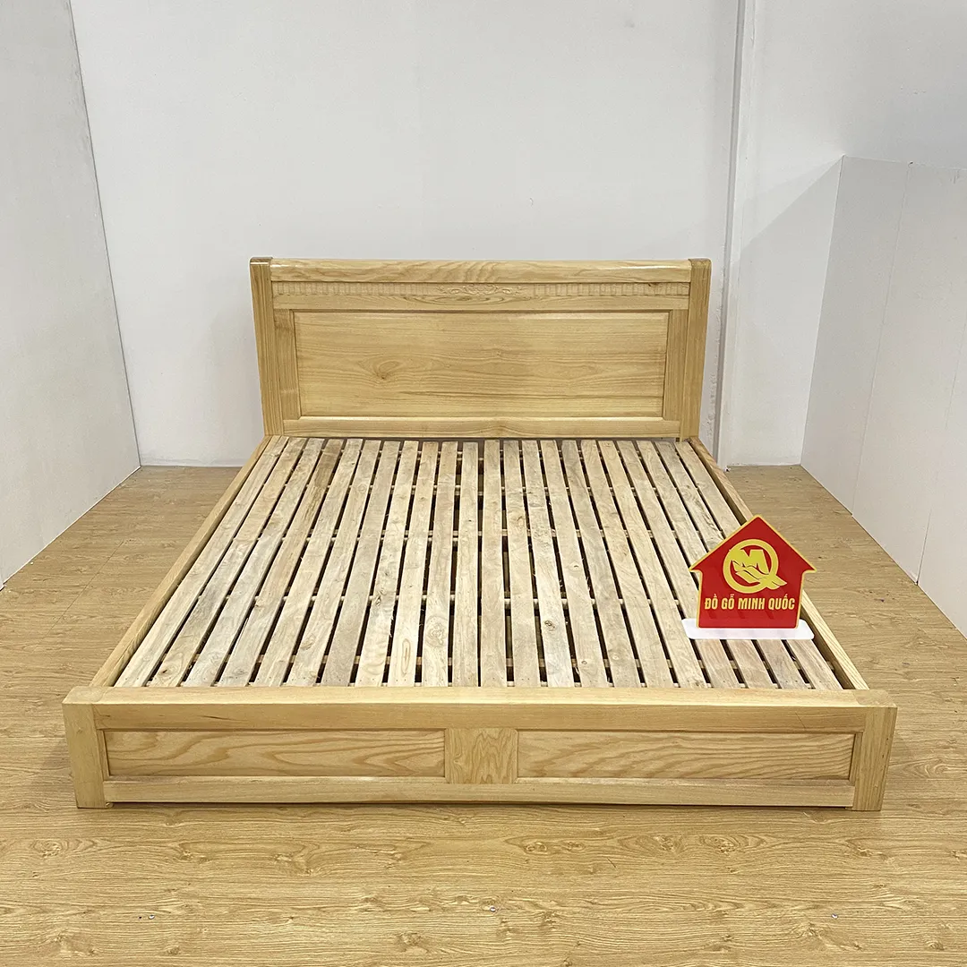 Cận cảnh chi tiết Giường gỗ tự nhiên kiểu Nhật chất liệu gỗ sồi cao cấp