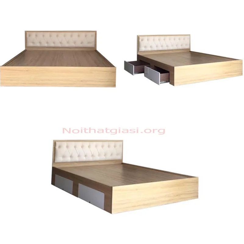 Giường Ngủ 1M8 Bọc Nệm Có Ngăn Kéo
