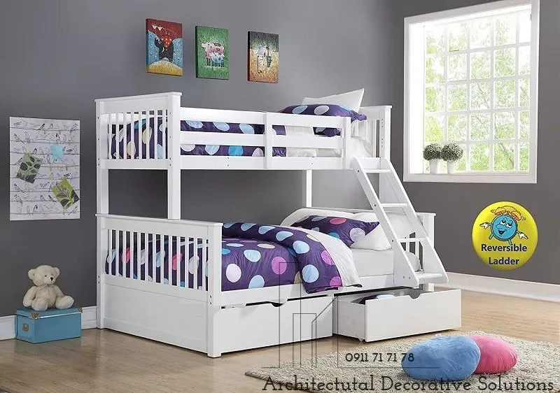 Giường tầng 1T màu trắng tinh khôi cho phòng ngủ hiện đại