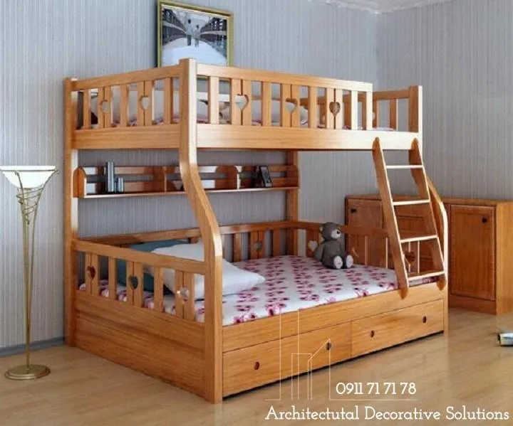 Giường gỗ 2 tầng người lớn đa năng cho không gian sống hiện đại