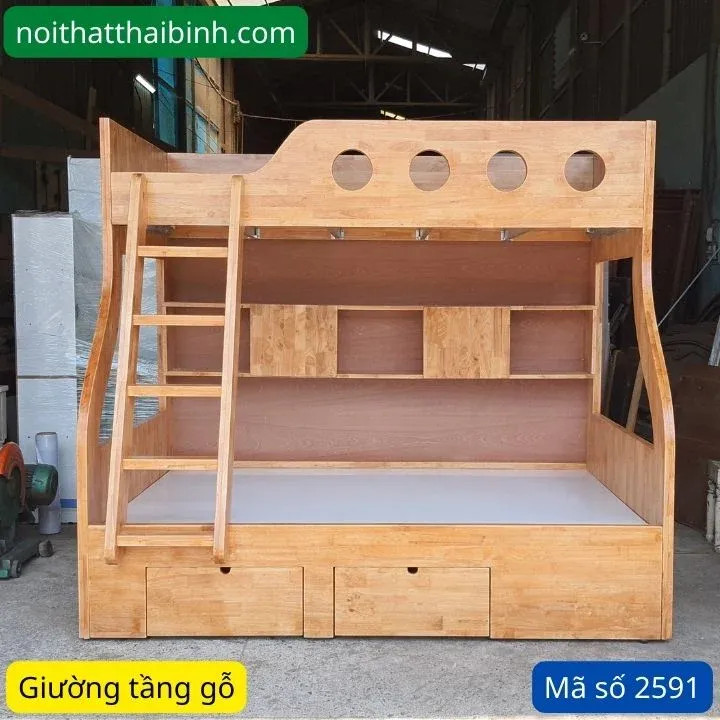 Giường tầng bằng gỗ cao su