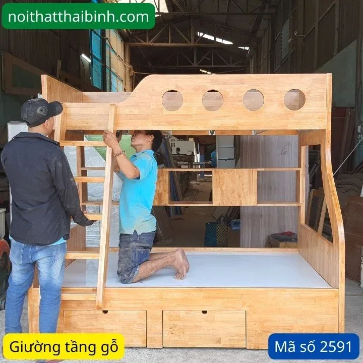 Giường tầng gỗ 1 2m đẹp