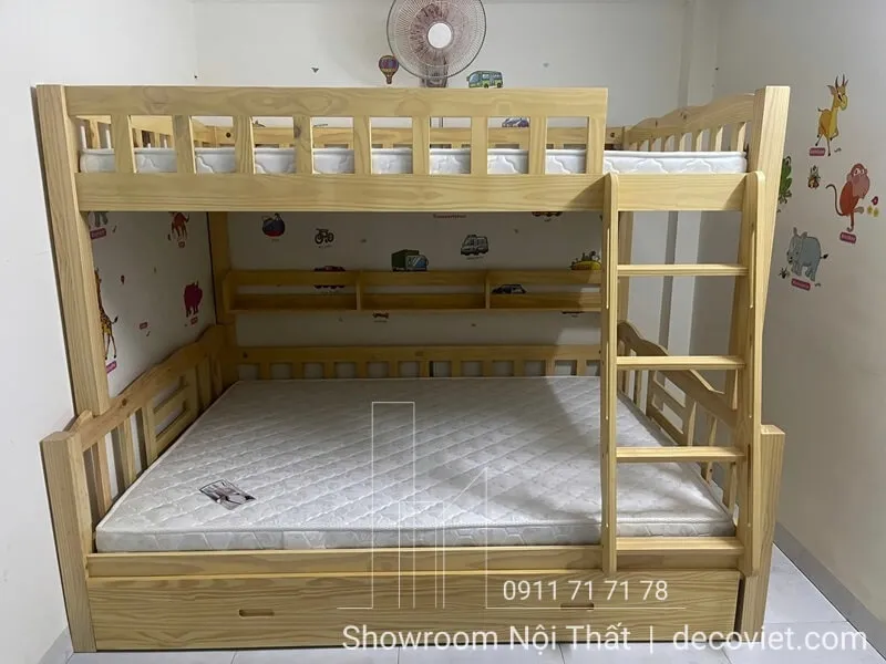 Giường tầng gỗ 447T thiết kế gọn gàng cho phòng ngủ nhỏ
