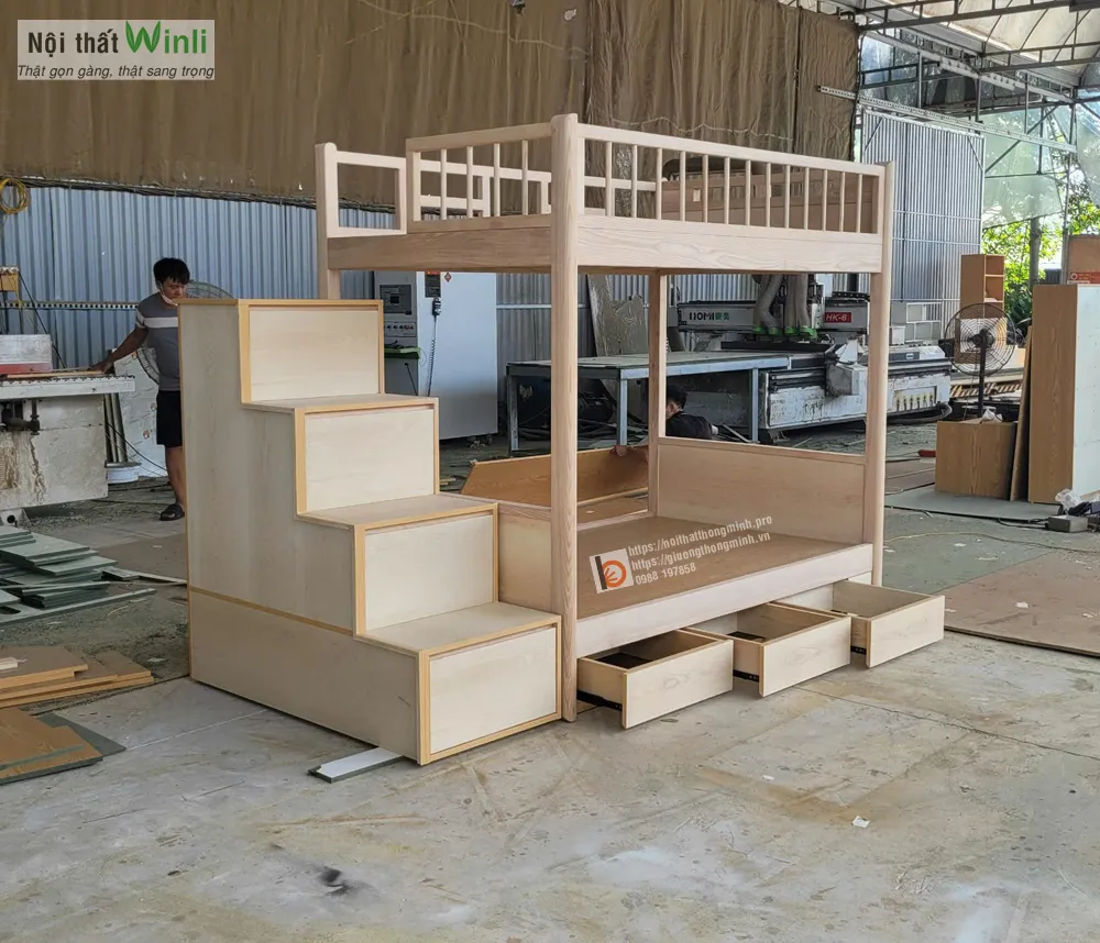 Giường tầng gỗ tự nhiên cho bé siêu đẹp