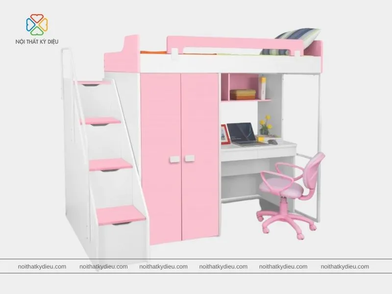 Giường ngủ tích hợp tủ quần áo và bàn học đa năng