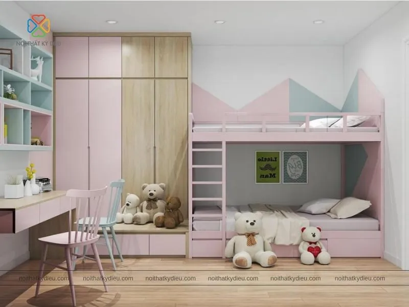 Mẫu giường tầng tích hợp tủ quần áo đa năng, tiện dụng