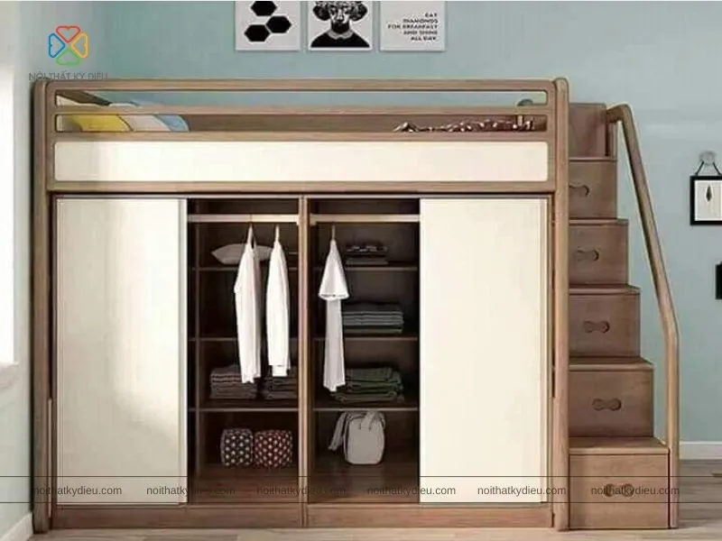 Giường tầng kết hợp tủ quần áo cho người lớn