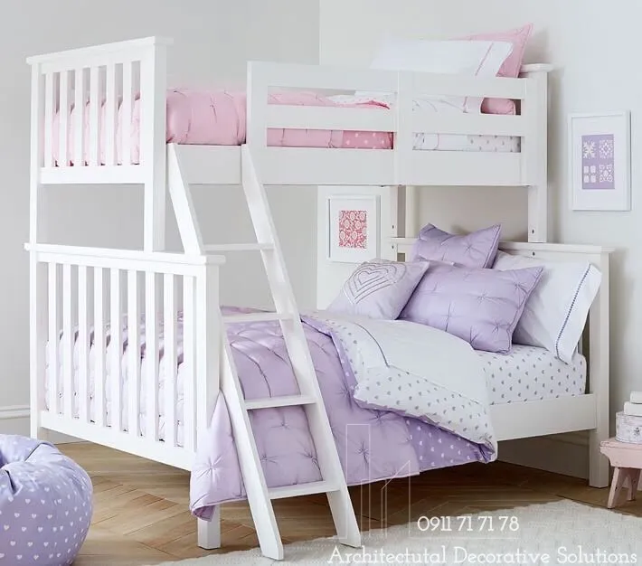 Thiết kế cầu thang và lan can đảm bảo an toàn cho giường gỗ 2 tầng người lớn