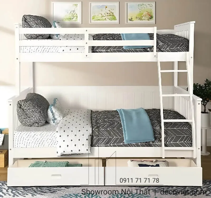 Giường gỗ 2 tầng người lớn 1m6 hiện đại tối ưu không gian