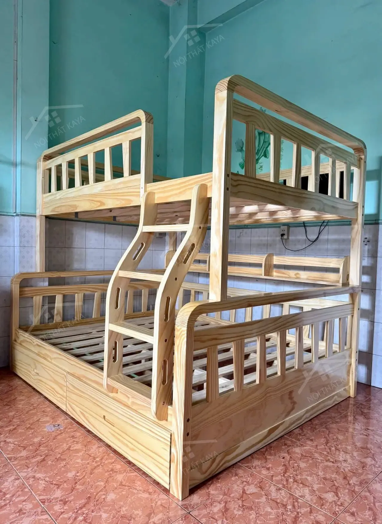 Giường Tầng Cao Cấp UBIN (1m-1m2; 1m2-1m4; 1m2-1m6; 1m4-1m6; 1m4-1m8; 1m6-1m8) — Gỗ óc chó Bắc Mỹ, phong cách Japandi
