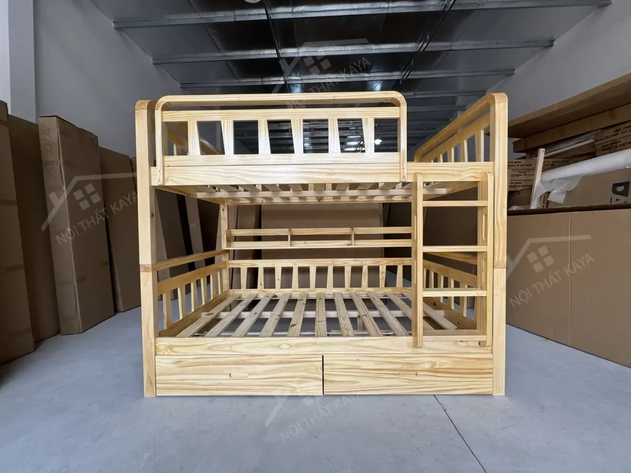 Giường Tầng Cao Cấp UBIN — Gỗ óc chó Bắc Mỹ, cầu thang hộc kéo thông minh