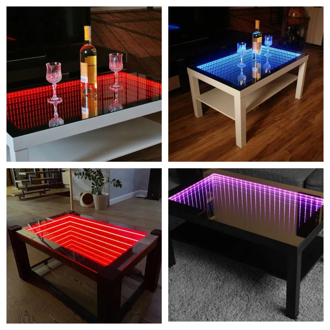 Bàn phòng khách gương vô cực hiện đại, tinh xảo