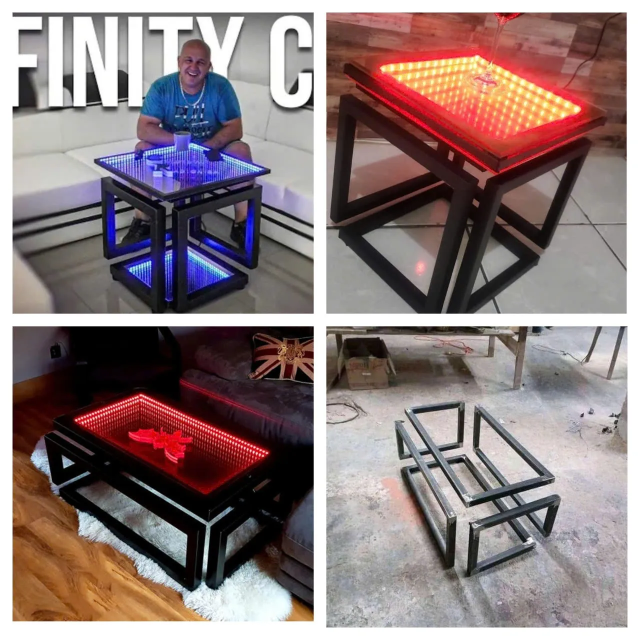 Thiết kế bàn phòng khách gương vô cực ứng dụng công nghệ LED