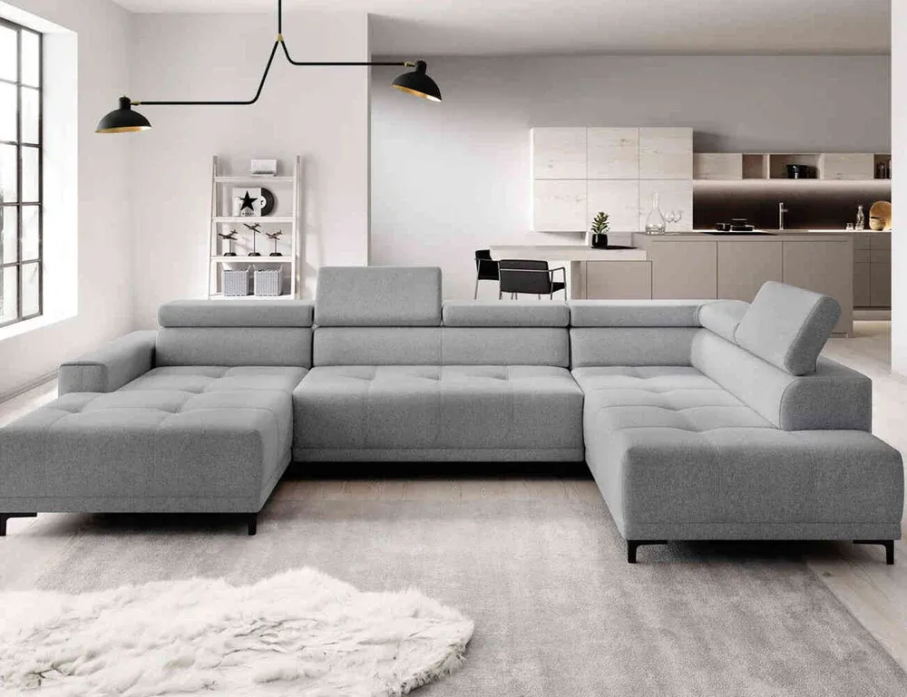 Mẫu ghế sofa đơn giản hiện đại hình chữ U bọc nỉ cao cấp cho phòng khách rộng