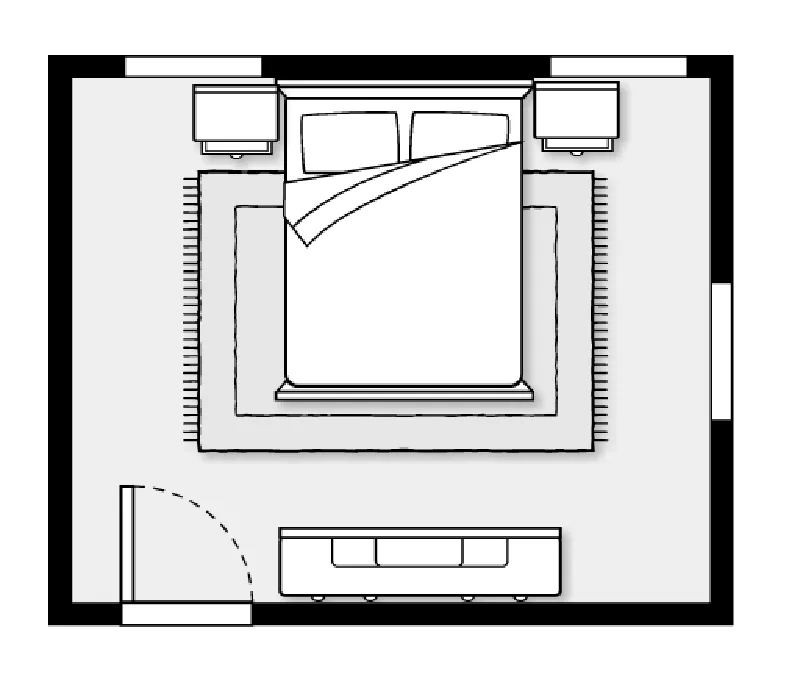 Giường ngủ nên được đặt lệch so với cửa sổ và cửa phòng