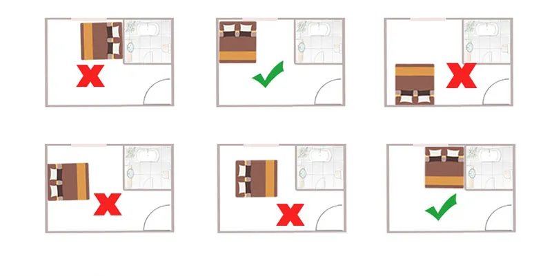 Nên kê giường ngủ lệch với nhà vệ sinh
