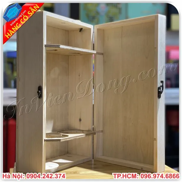 Thiết kế hộp gỗ đựng rượu loại 2 chai sang trọng và tiện lợi