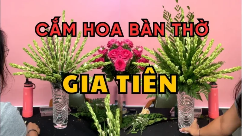 Hướng dẫn cắm hoa bàn thờ gia tiên với hoa huệ