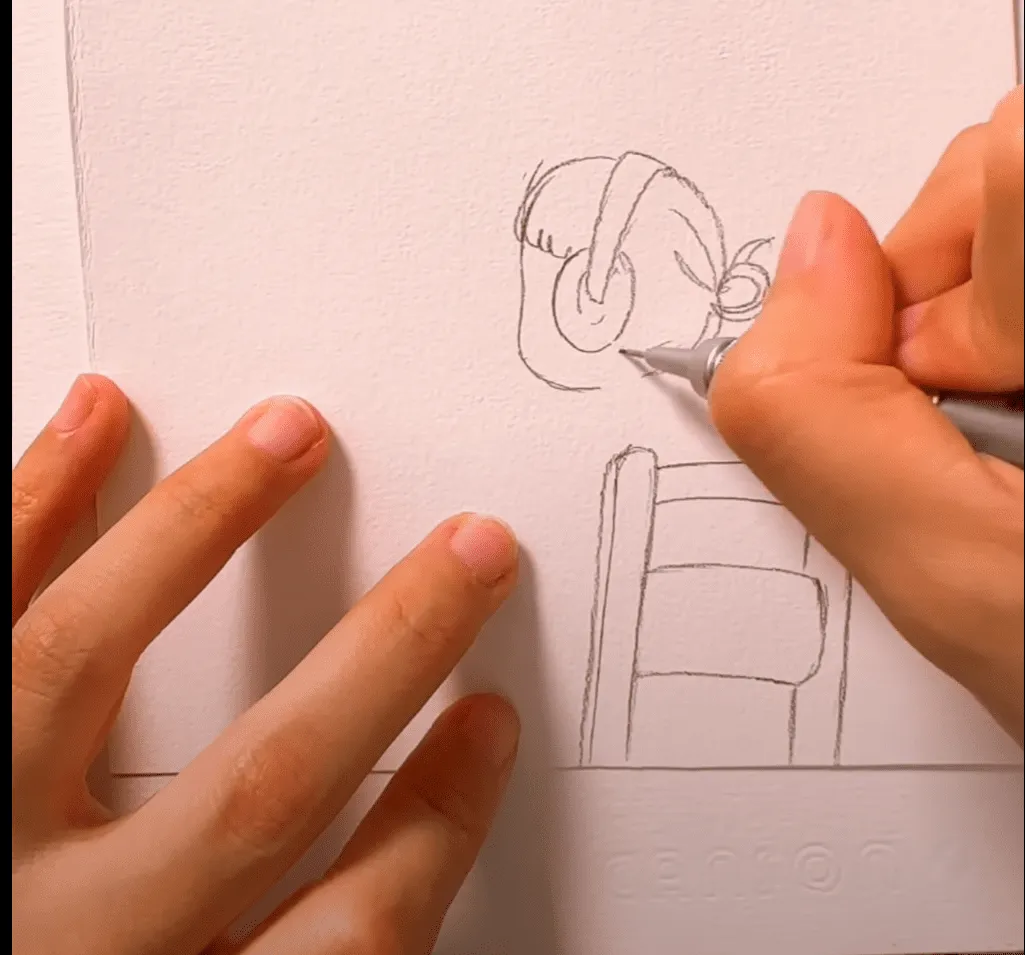 Vẽ phần mặt của cô gái