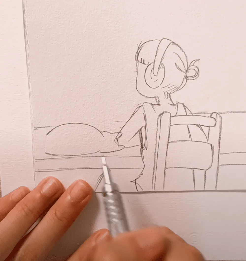 Vẽ mèo nằm trên bàn