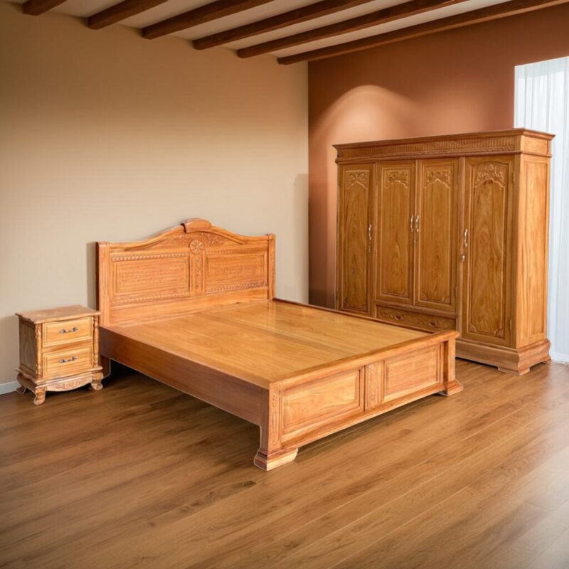 Giường Tân Cổ Điển Gỗ Gõ Đỏ: Tuyệt Tác Nội Thất Bền Vững Cho Không Gian Sang Trọng