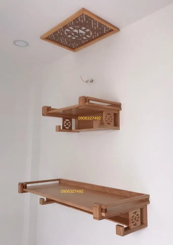 Bàn thờ treo tường 2 tầng chi tiết chạm khắc