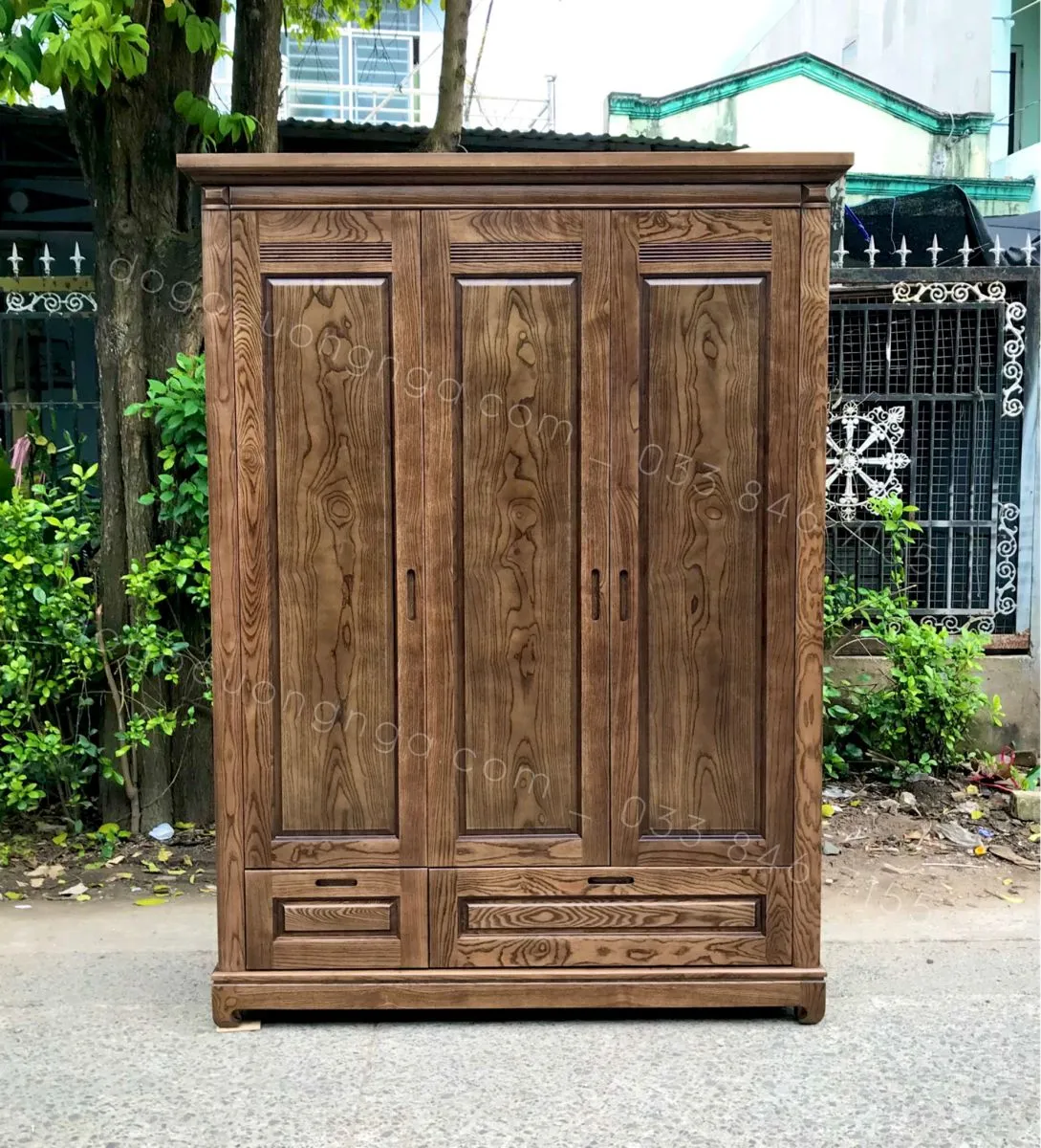Tủ quần áo 3 cánh gỗ sồi với thiết kế tối giản