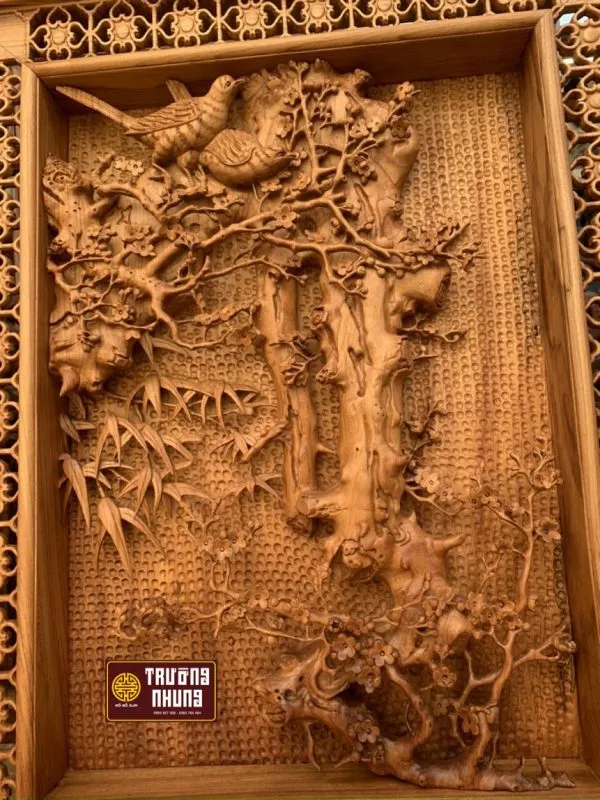 Bức tranh gỗ cổ xưa mang vẻ đẹp hoài niệm cho phòng khách